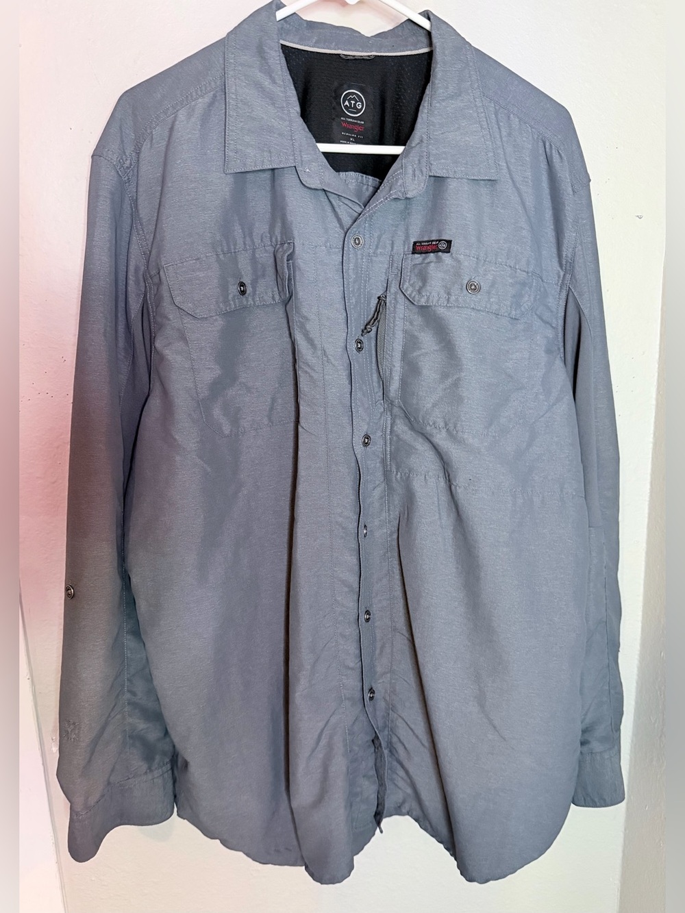 Wrangler ATG All Terrain Gear gray long-sleeve button-up shirt XL